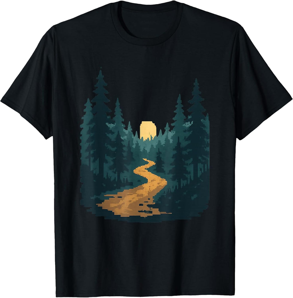 Pixel Art Forest Moon Path 8 Bit T Shirt T-Shirt