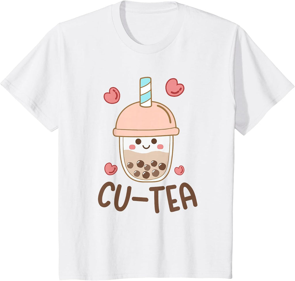 Cute Kawaii Boba Bubble Tea Cu-Tea Toddler Boys Girls T-Shirt