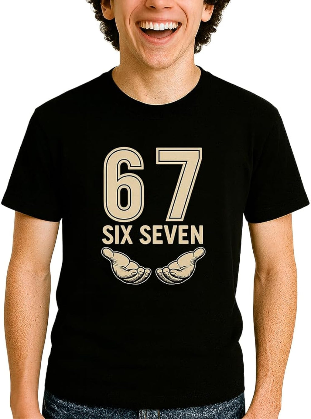 Six Seven 6 7 Meme T-Shirt - Funny Black Short Sleeve Graphic Tee for Teens Youth & Adult Unisex