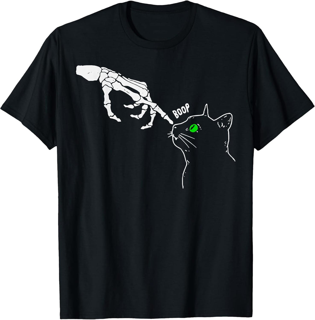 Skeleton Hand Boop On A Cat's Nose Funny Halloween