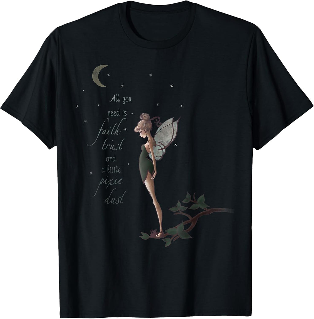 Peter Pan Tinker Bell Moon Quote Art Graphic T-Shirt