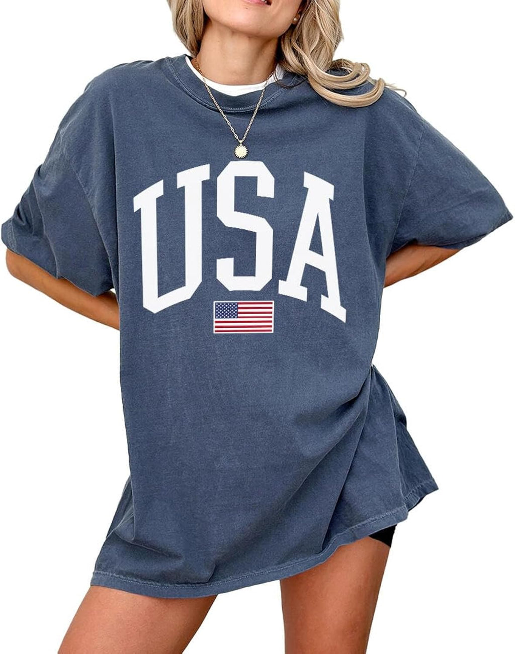 USA T-Shirt for Men, Women, Unisex - Vintage American Flag Graphic Tee - Patriotic Short Sleeve Crew Neck Top - 100% Cotton