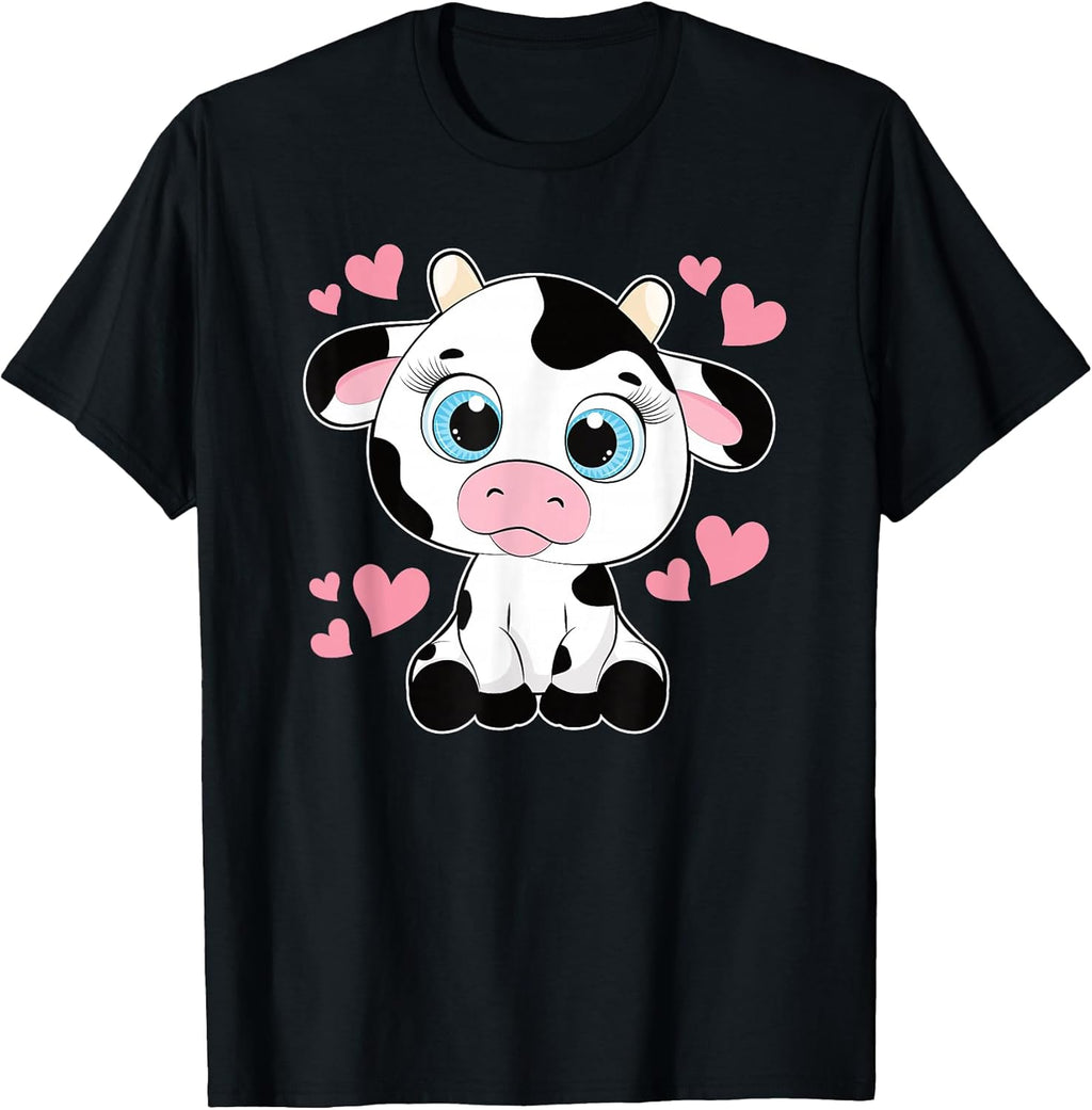 Cute Cow Pattern Kawaii Cow Lover Women Girls Kids Toddlers T-Shirt