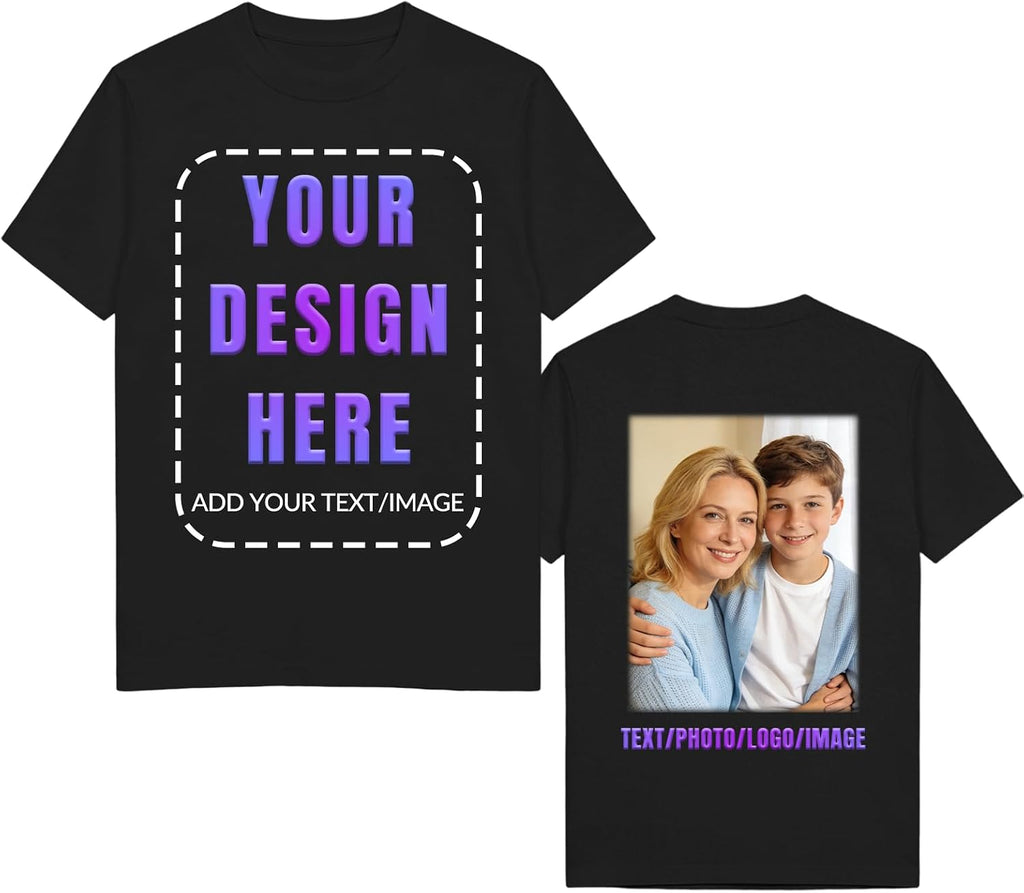 ISUNEMA Unisex Custom T-Shirts, 220GSM Cotton Personalized Tee with Logo Text for Men Women, Ideal Customized Photo Gifts
