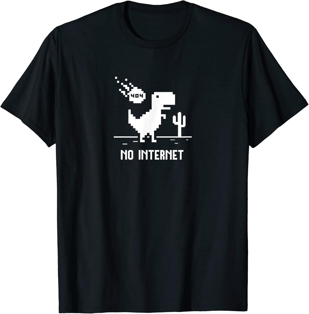Funny No Internet T-Rex Pixel Art for Programmers T-Shirt