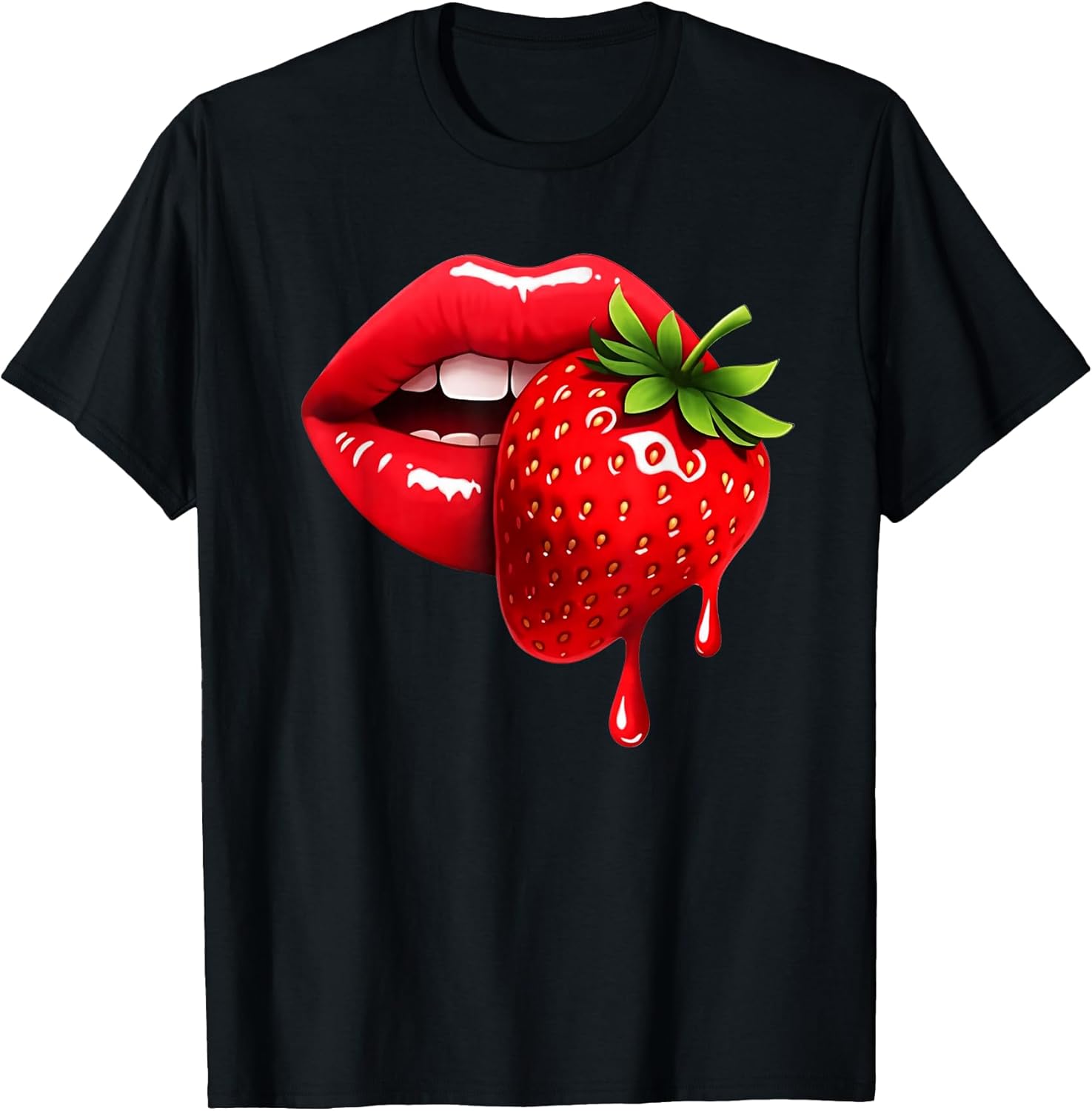 Strawberry Lips Glossy Red Pop Art T-Shirt