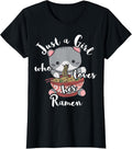 Ramen Girls Japanese Noodle Soup Food Cute Kawaii Cat T-Shirt