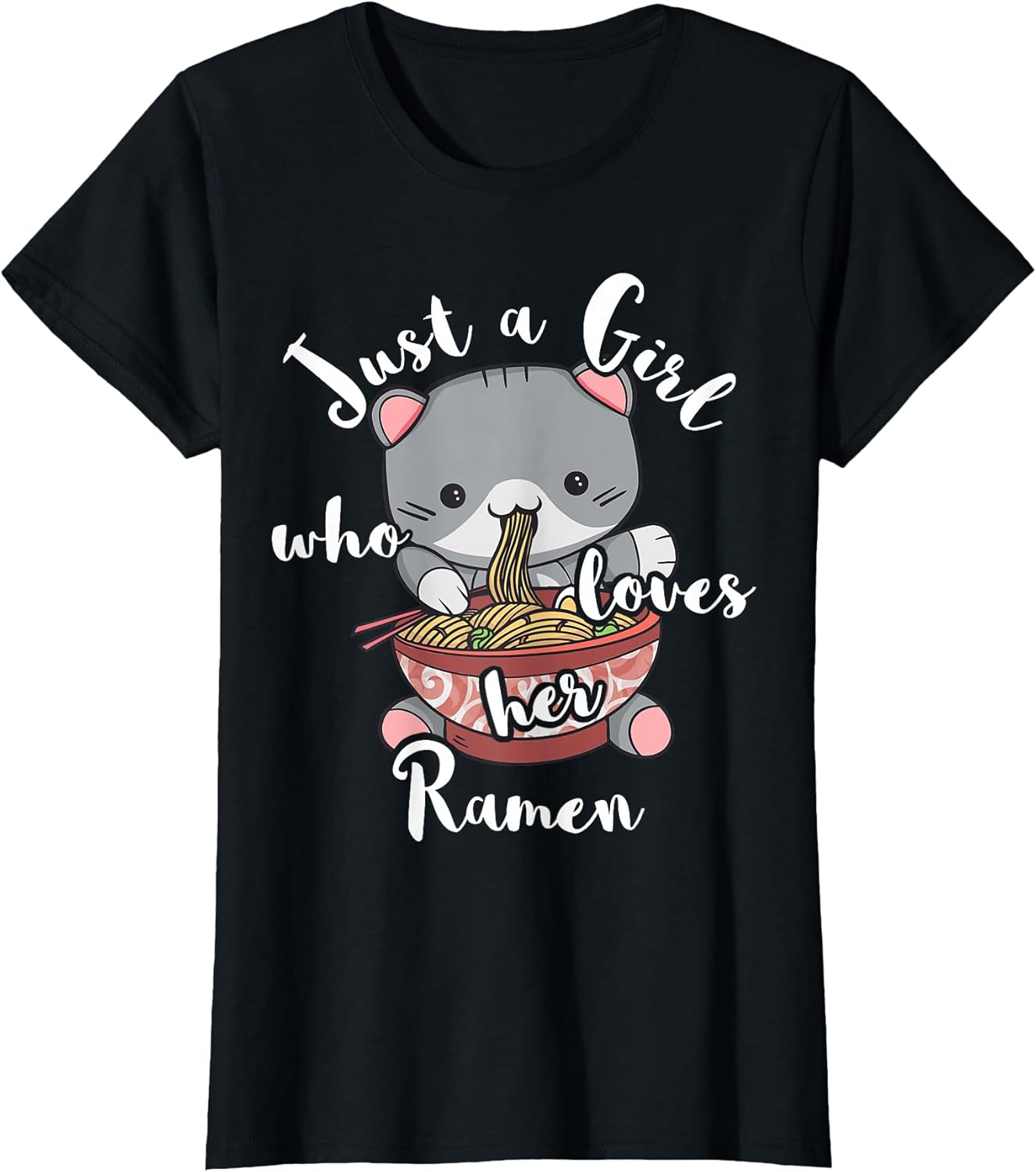 Ramen Girls Japanese Noodle Soup Food Cute Kawaii Cat T-Shirt