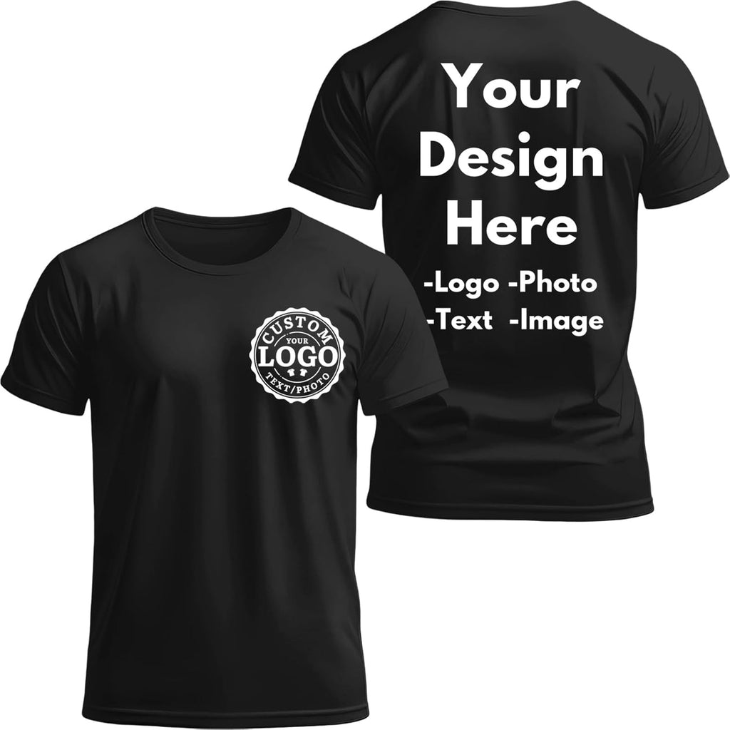 Bulk Custom T Shirts with Logo/Photo/Text,Customized T Shirts for Men Women,Personalized Cotton Tee Front/Back Print