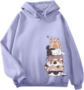 Cute Cat Graphic Hoodies for Teen Girls Kawaii Cartoon Printed Hoodie Women Anime Print Hooded Sweatshirt Pullover
