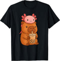 Cute Kawaii Bubble Tea Axolotl Capybara T-Shirt