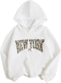 Girl's Letter Camo Graphic Hooded Sweatshirt Long Sleeve Drop Shoulder Hoodie 2025 Fall Outfits Pullover Tops