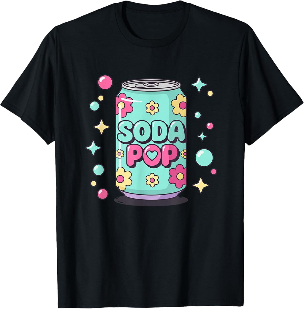 Soda Pop Kids Cute Floral Can Retro Pop Art Soda Pop T-Shirt
