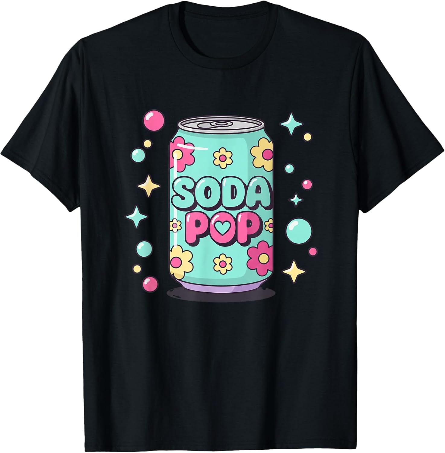 Soda Pop Kids Cute Floral Can Retro Pop Art Soda Pop T-Shirt