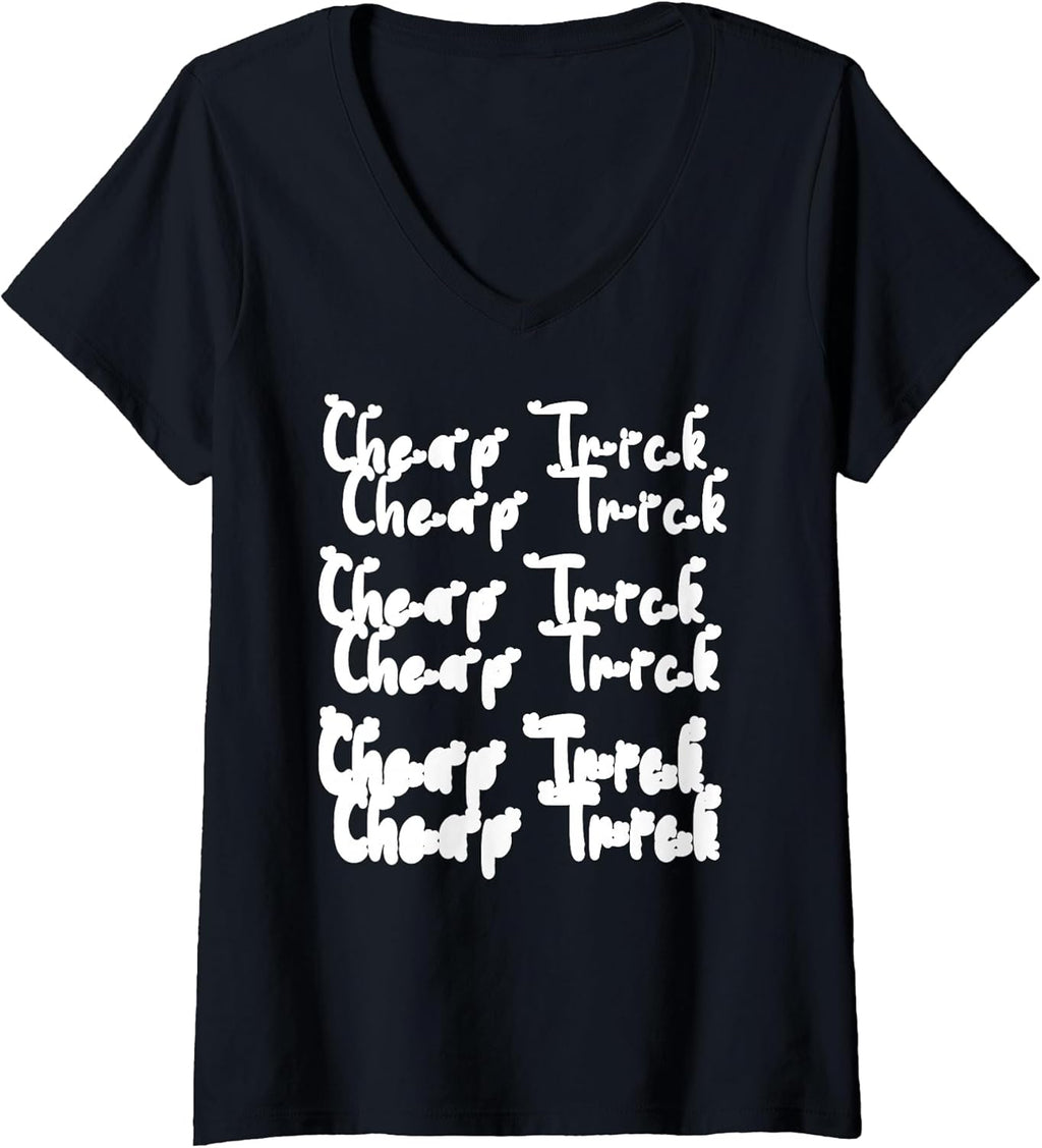 Womens Cheap Tricks Art Rock Vintage V-Neck T-Shirt