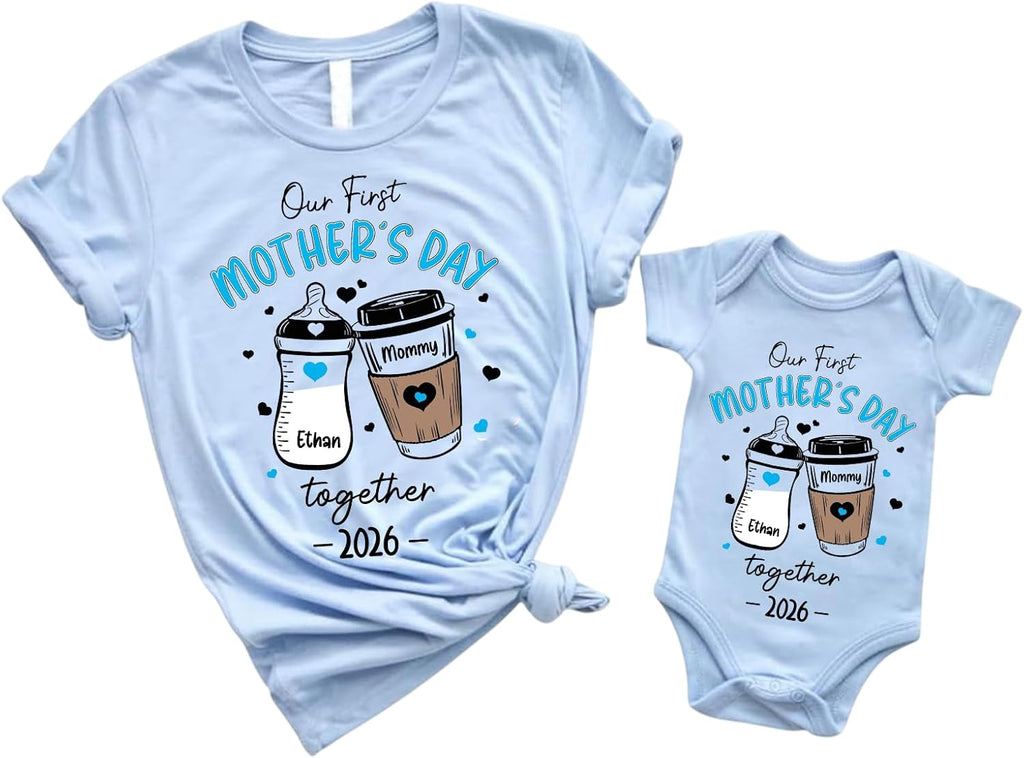 Personalized First Mother's Day Shirt 2026, Custom Our First Mothers Day Shirt, Matching Mothers Outfit for New Mom
