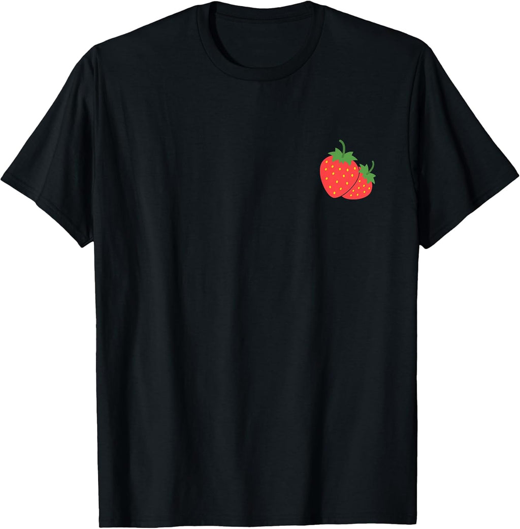 Strawberry Pocket Shirt Strawberry Art T-Shirt Trendy T-Shirt