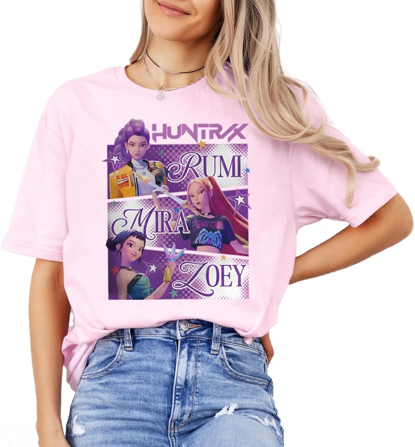Demon Pop Hunter Anime Character Shirt, Fantasy Animation Film Graphic Tee, Demon Hunters Shirt for Women Girls Multicolor