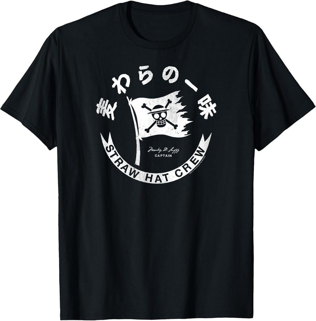Anime Straw Hat Crew Flag with Kanji T-Shirt