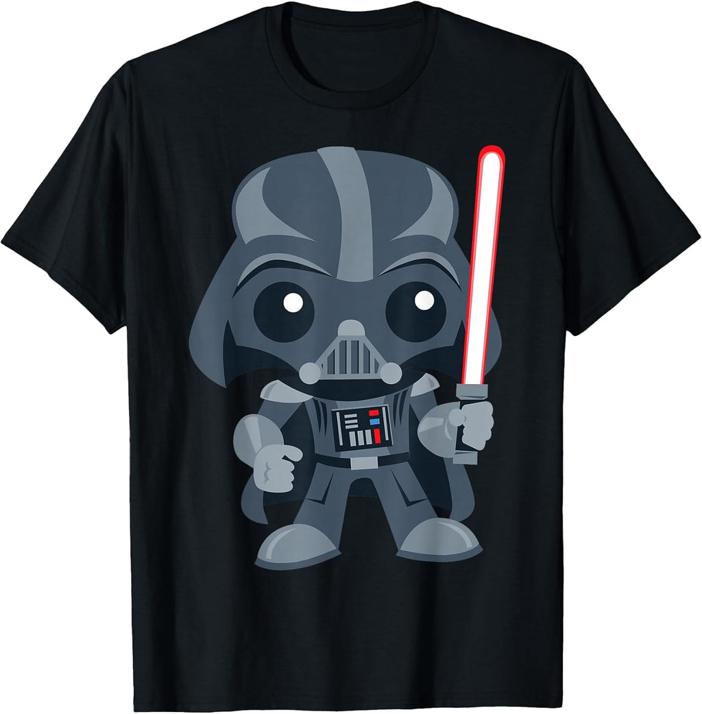Cute Darth Vader and Cartoon Saber Graphic T-Shirt T-Shirt