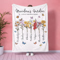 Personalized Grandma's Garden Blanket, Custom Birth Flowers Soft Throw Blankets with Family Name, Gifts for Mom Mothers Day Birthday Christmas, Cozy Family Throw, Idea 3