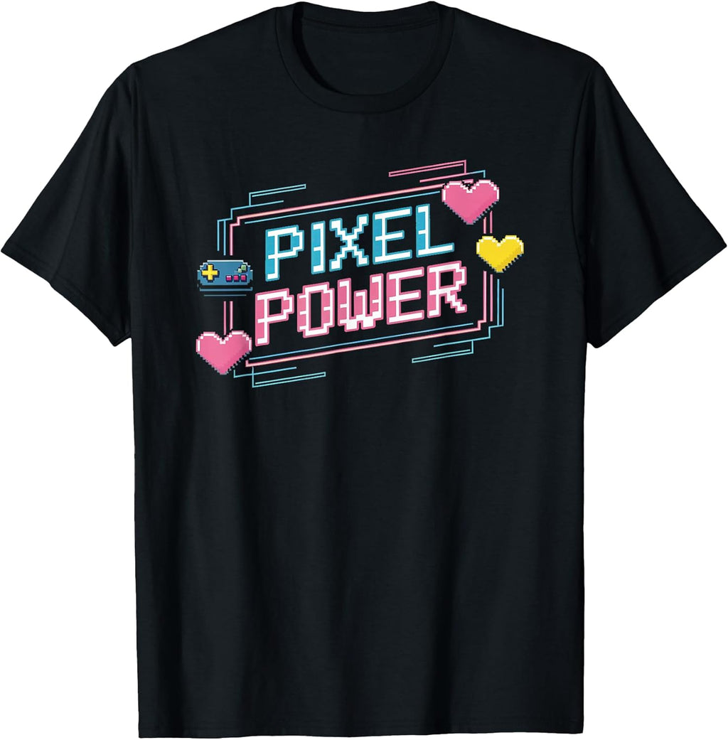 Video Game Lover Retro Gaming Art Pixel Art Pixel Power T-Shirt