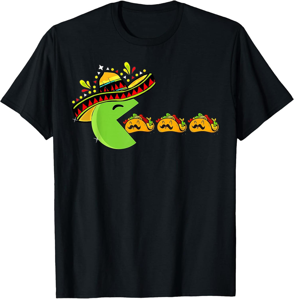 Sombrero Eating Funny Tacos with Mustaches Cinco de Mayo T-Shirt