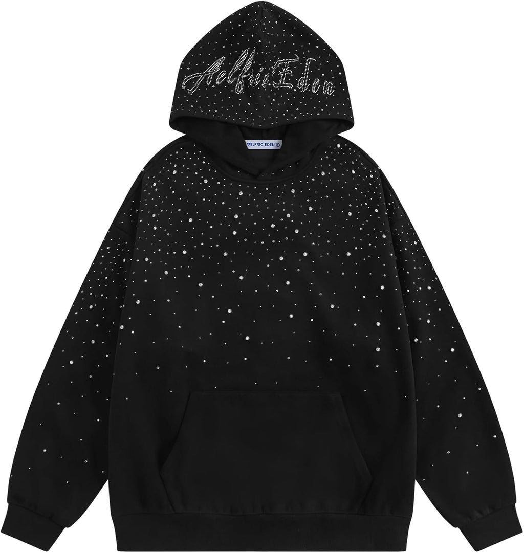 Rhinestone Hoodies Men Women Diamond Hooded Sweatshirt Fashion Luxury Casual Streetwear Unisex Hoodie Pullover