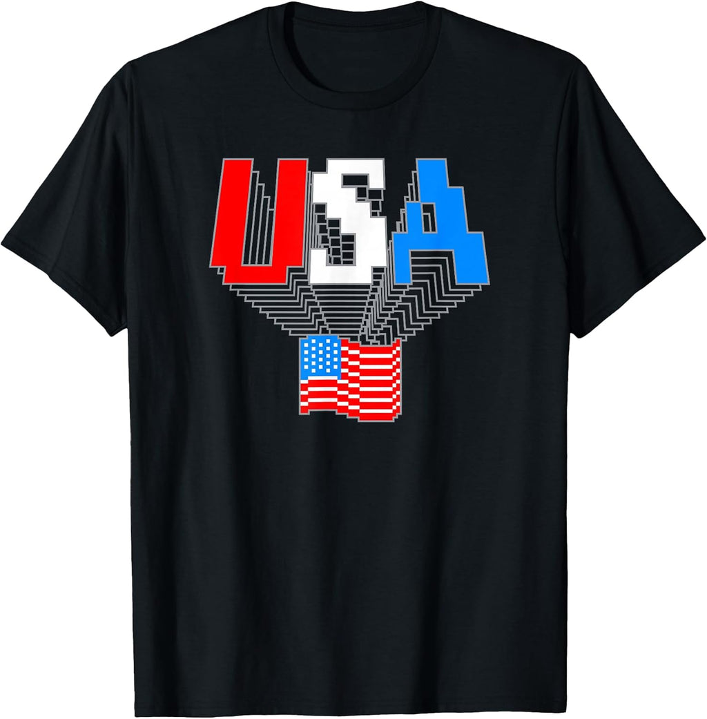 USA Flag Pixel Art T-Shirt