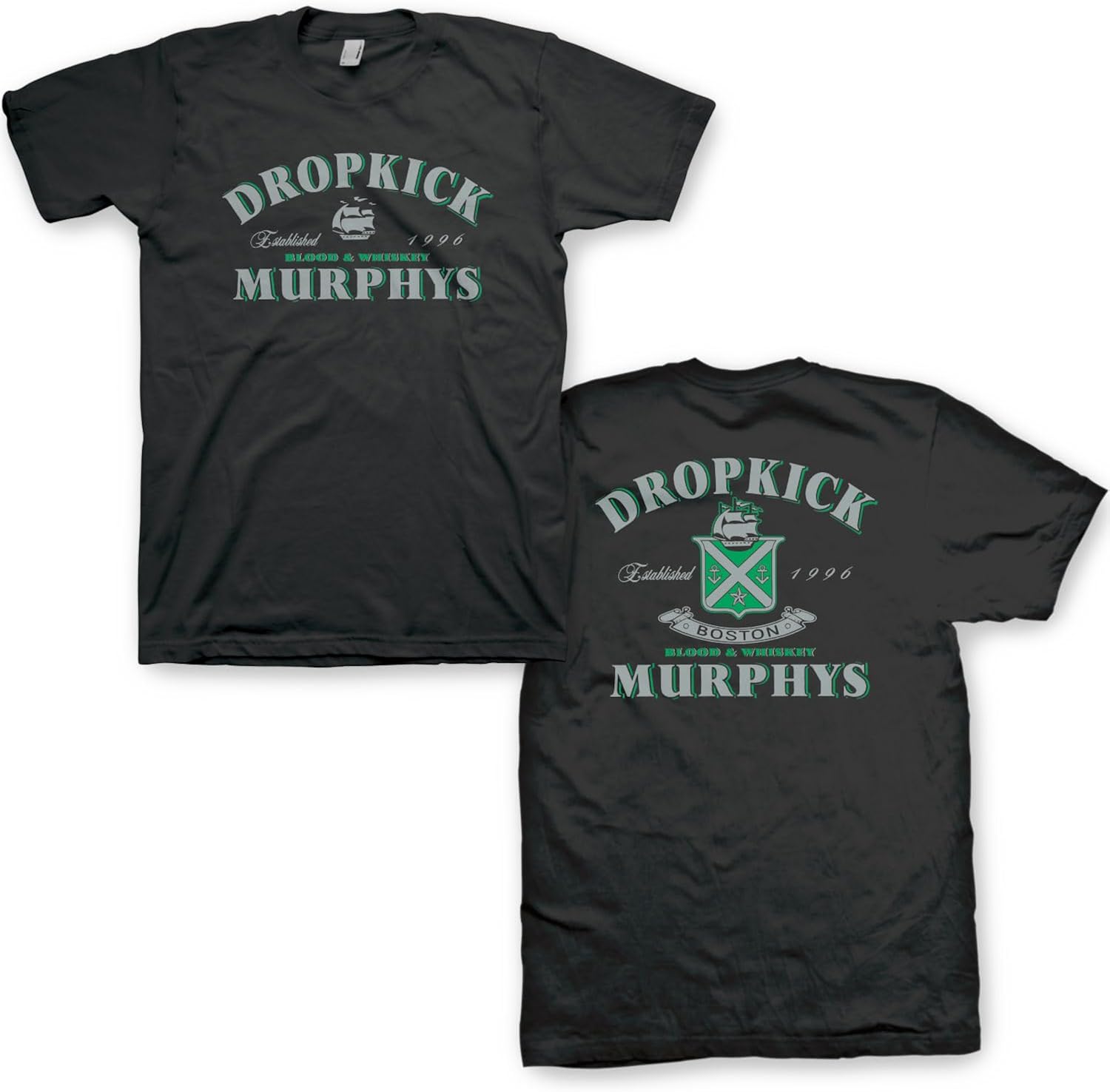 Dropkick Murphys Blood & Whiskey Est. '96 Mens Black Short Sleeve T Shirt Celtic Punk Band Graphic Tees