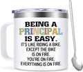 Lifecapido Principal Appreciation Gifts, Principal Gifts for Men Women, Being a Principal is Easy Except the Bike is on Fire Coffee Mug, Birthday Christmas Teacher Appreciation Day, 14oz White