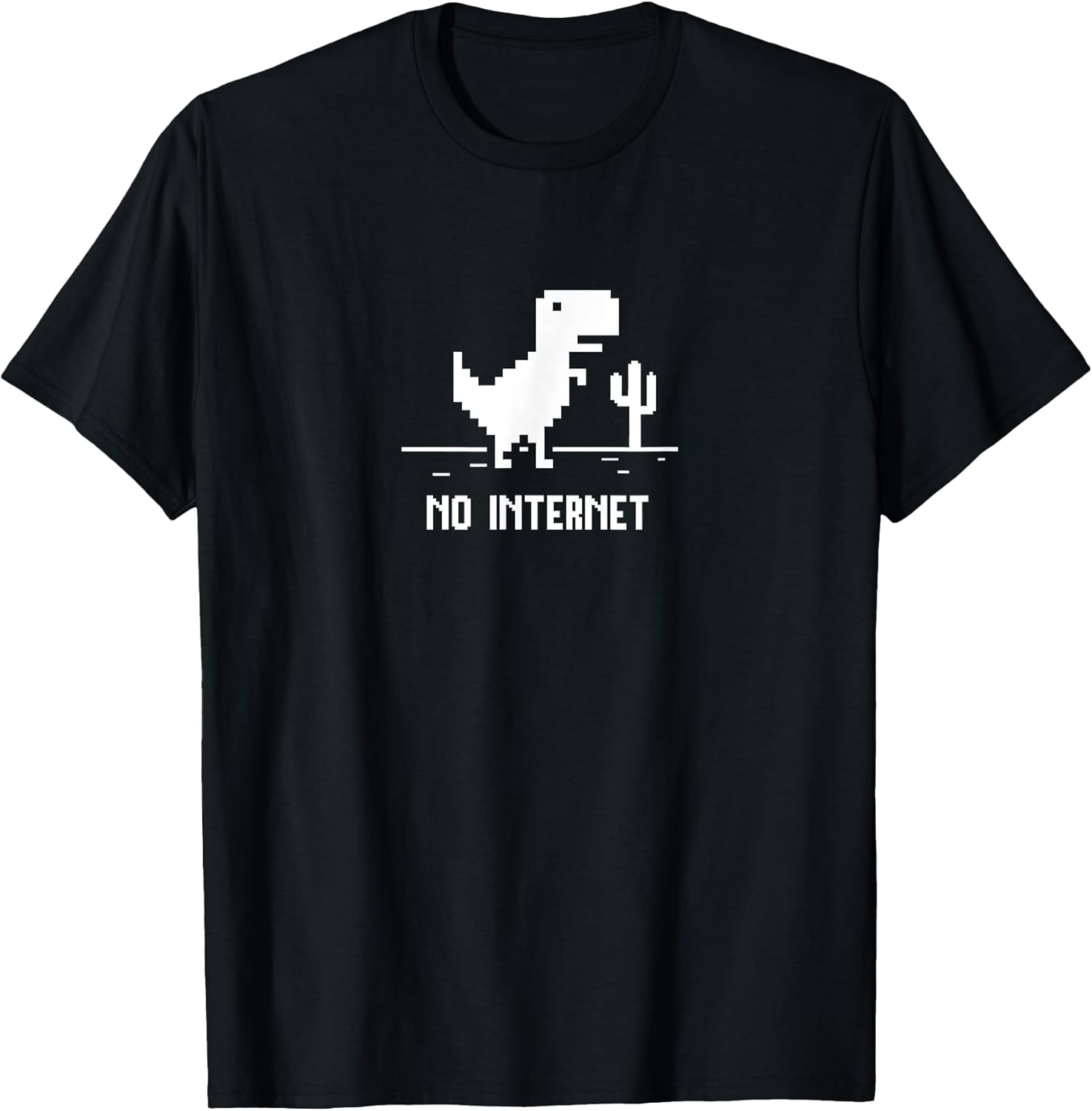Pixel Art T-Rex Dinosaur for Coders "No Internet" T-Shirt