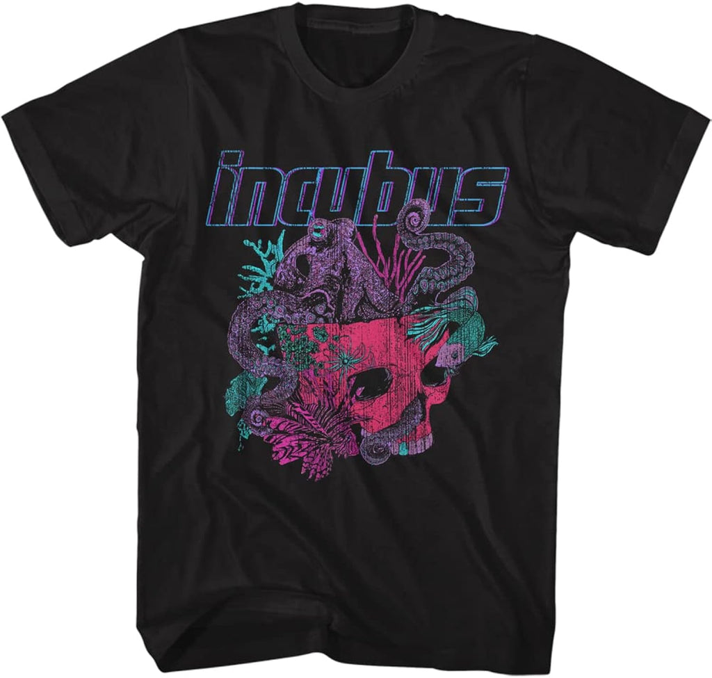 Incubus 90s Rock Band Octopus Skull Sketch Adult Short Sleeve T Shirt Graphic Tees