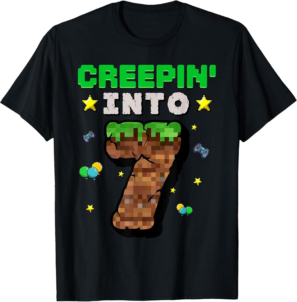 7th Birthday Boy Gamer Pixel Creepin’ Into 7