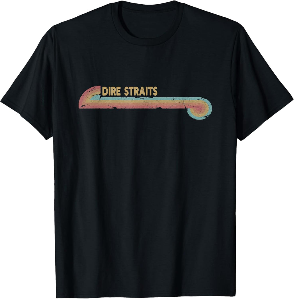 Vintage Retro Line Dire Straits Cassette Stripes Musician T-Shirt