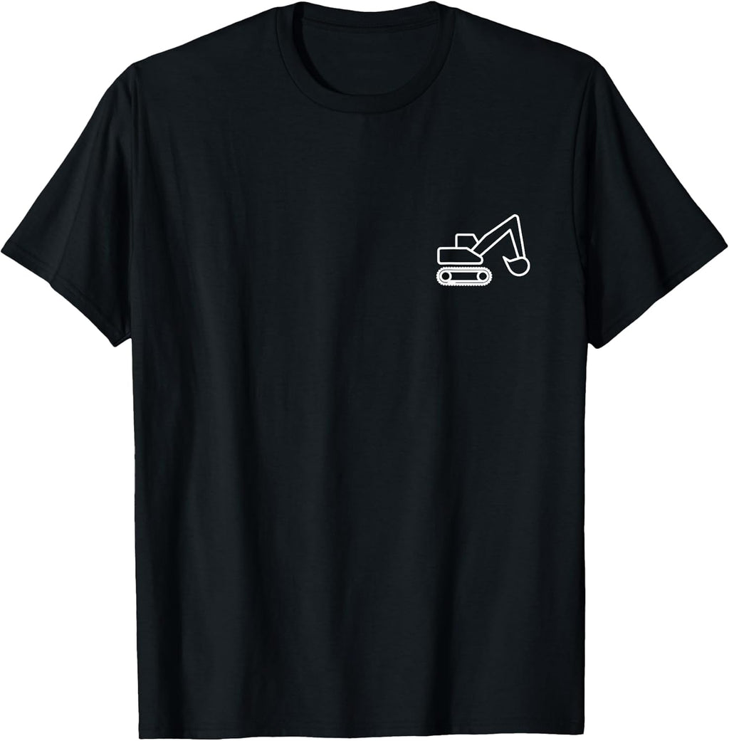 Minimalist Excavator Pocket Badge Icon Construction T-Shirt