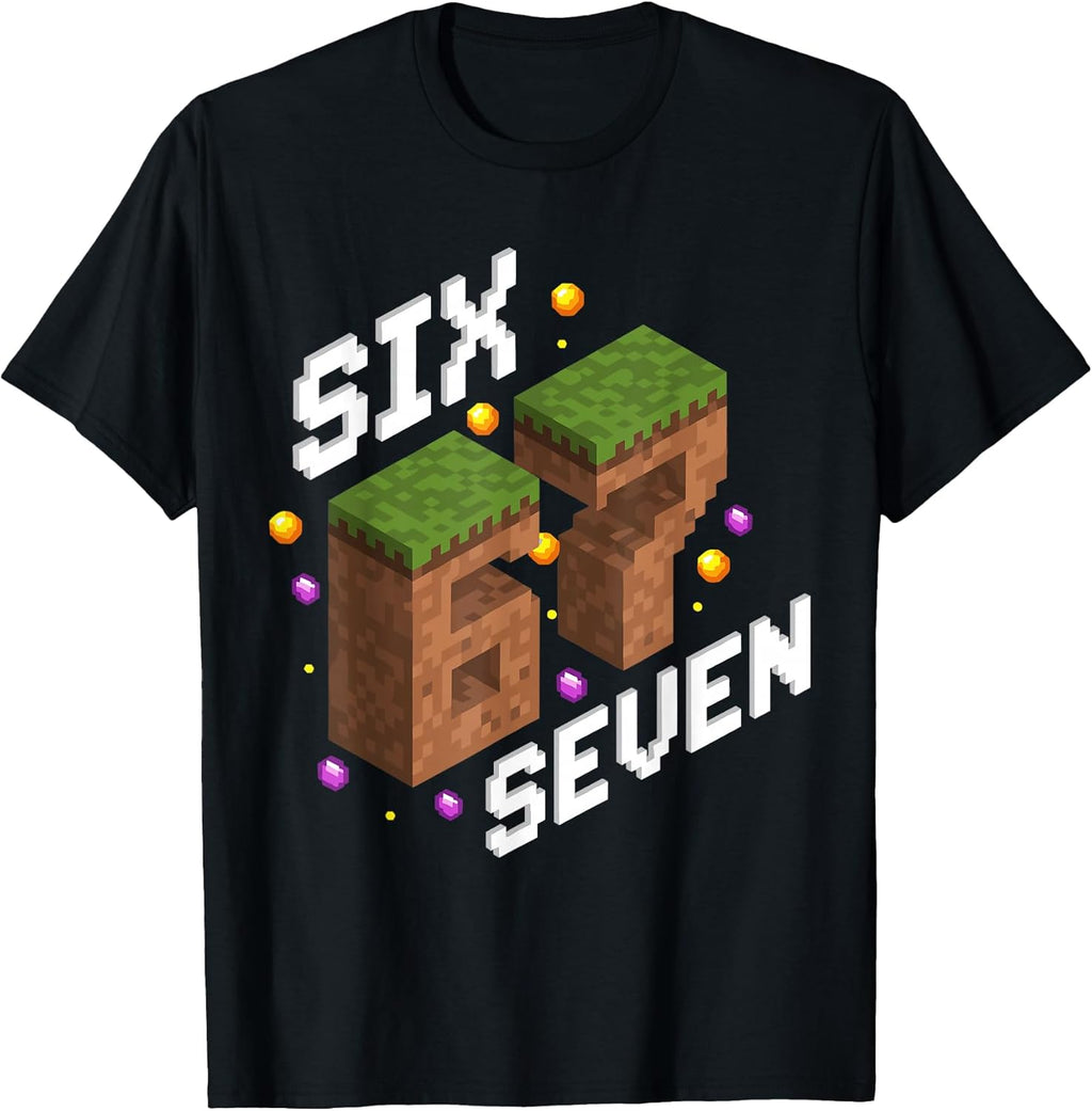 67 Meme Kids Gamer Isometric Pixel Art Six Seven Gaming T-Shirt