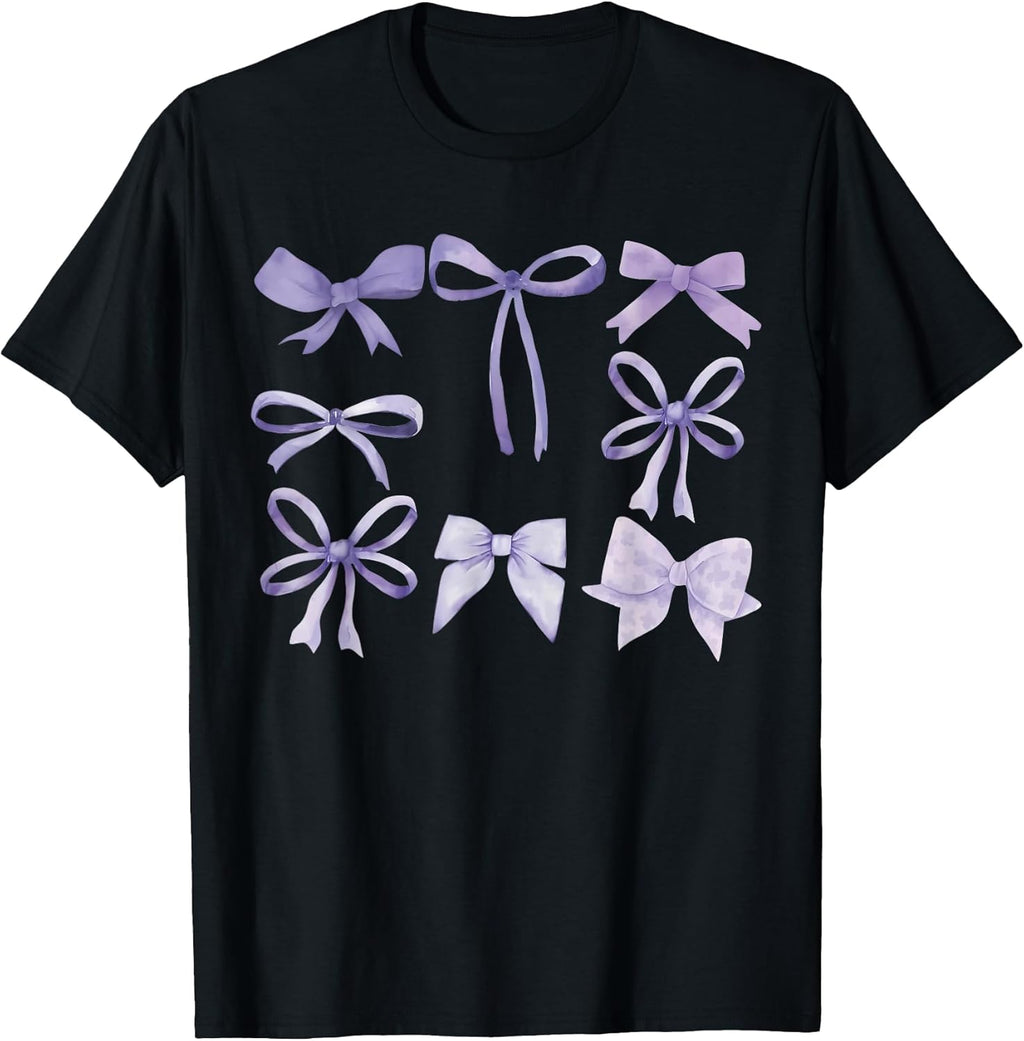 Purple Bow and Ribbon Cute Graphic for Women T-Shirt