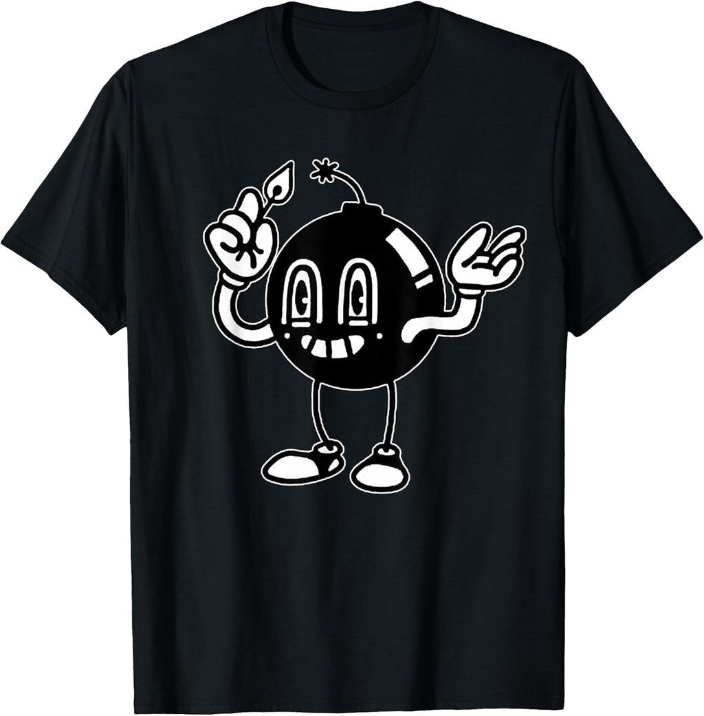 Ticking Time Bomb Cartoon Minimal T-Shirt, Small