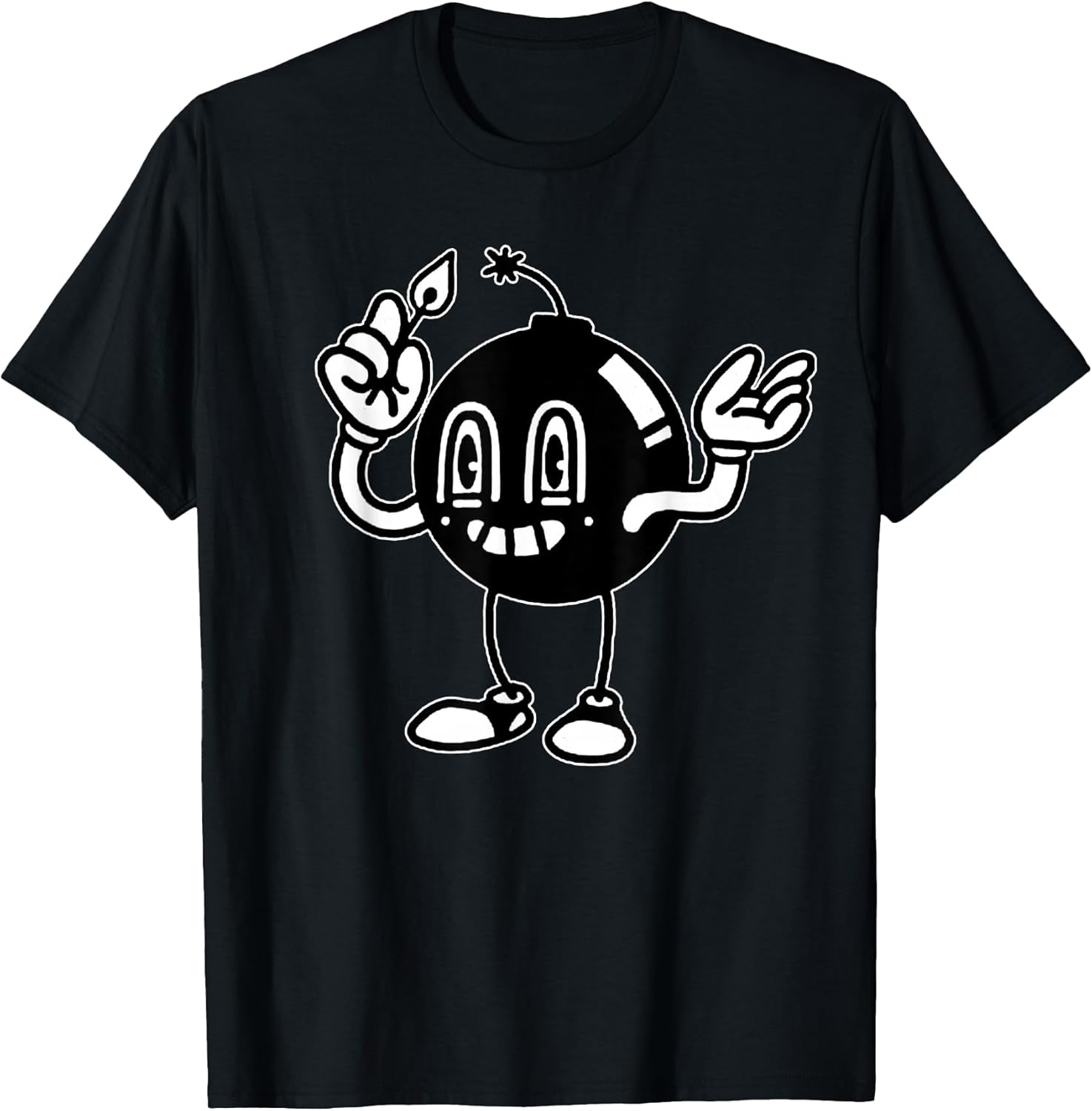 Ticking Time Bomb Cartoon Minimal T-Shirt, Small