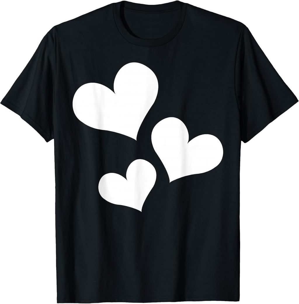 simple three hearts symbol white minimalist cute shaped T-Shirt