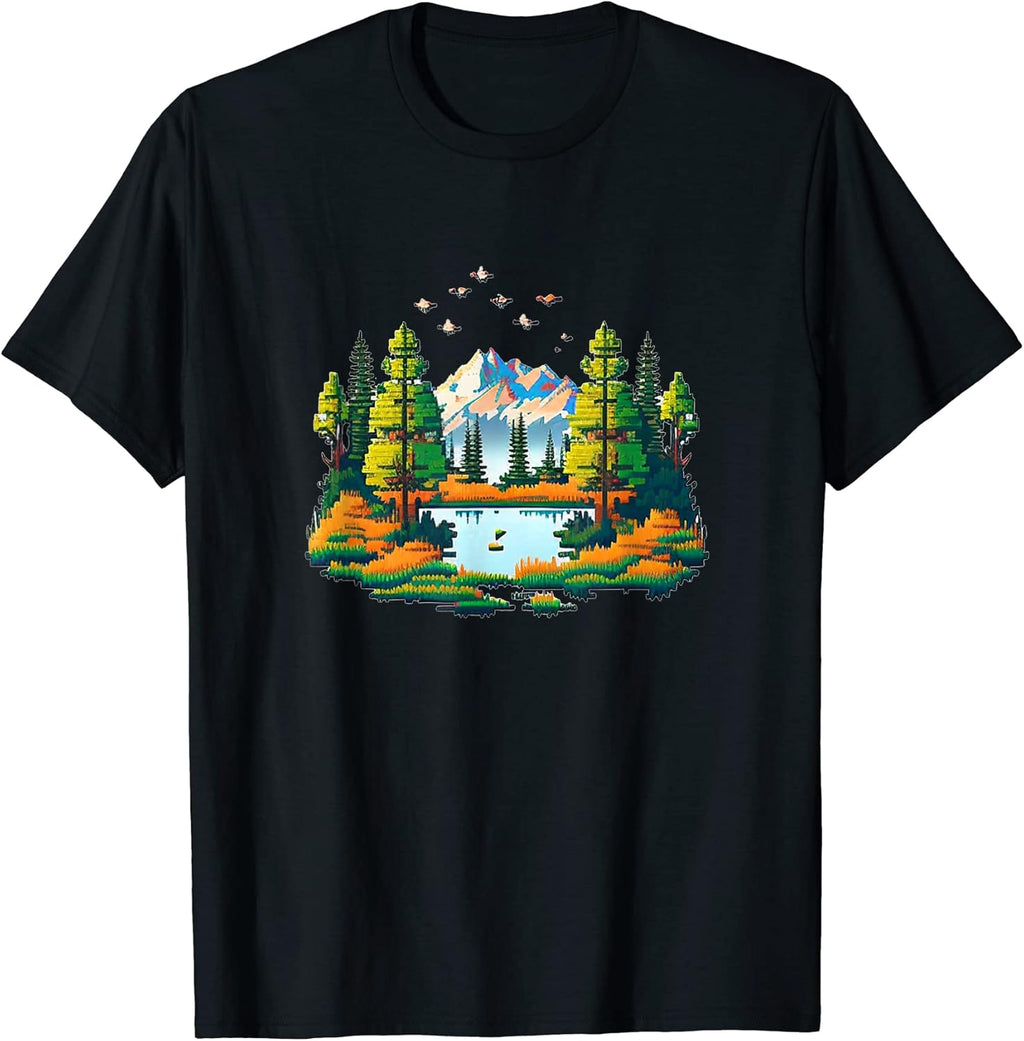 Nature Camping Landscape Pixel Art T-Shirt