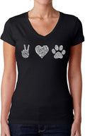 Peace Love Dogs - Women's Word Art V-Neck T-Shirt
