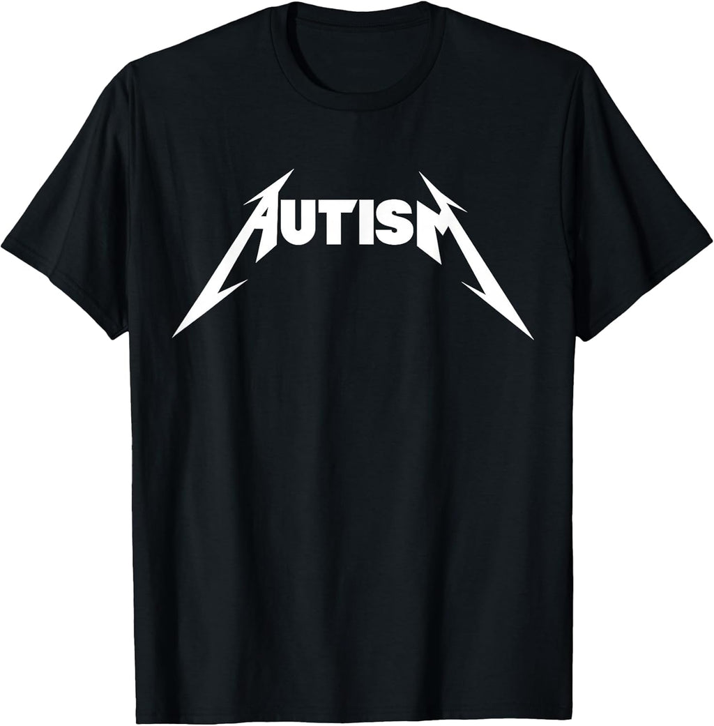 Funny Design Autism Skeleton Meme Metal Rock for Men Women T-Shirt