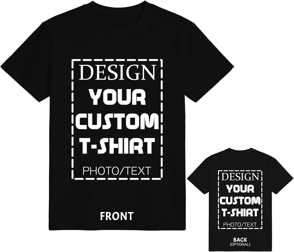 ISUNMEA Custom T-Shirts Design Your Own, Personalized Photos Shirts with Text/Image Customizable Cotton Tees for Men Women
