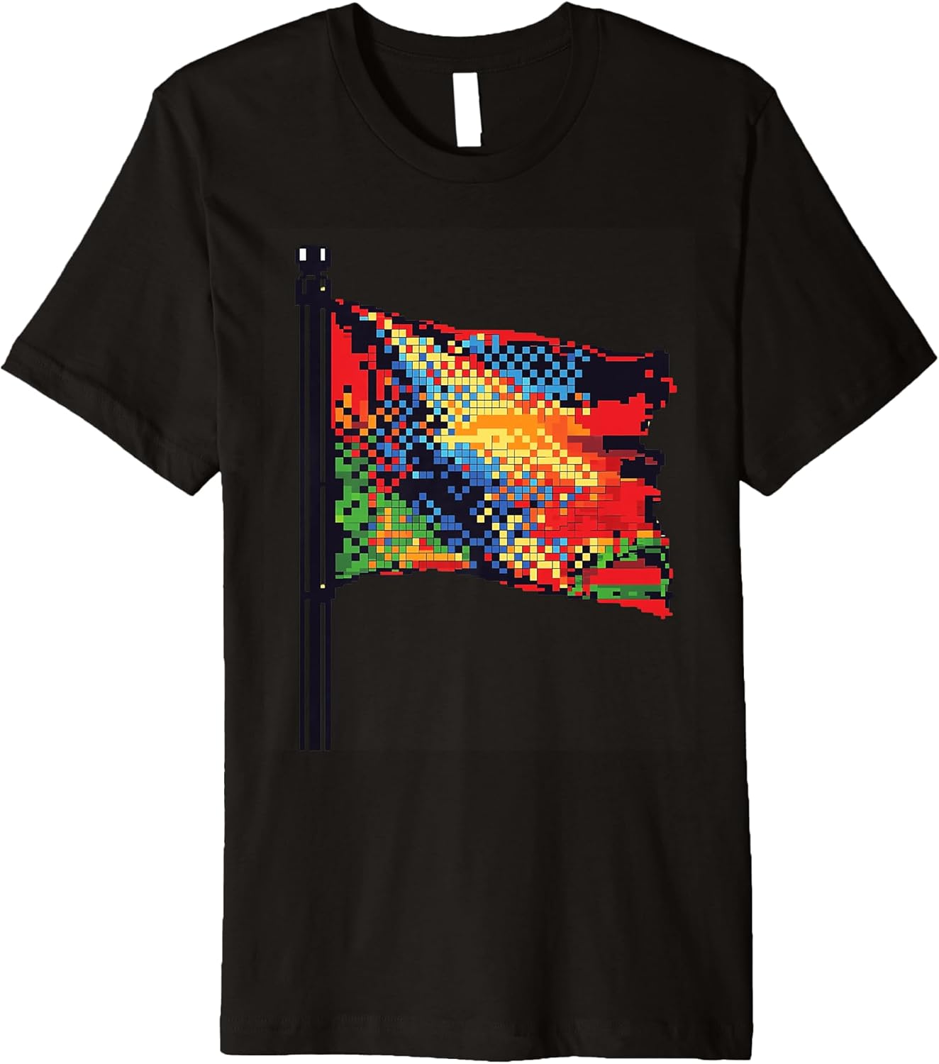 Colorful Pixel Art Flag for Nostalgic Fun Premium T-Shirt