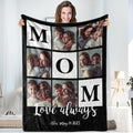 TinyName Ships Next Day, Personalized Gifts for Mom, Custom Blankets with Photos Text Customized Fleece Picture Blanket for Mom Grandma Christmas Mother Day Birthday Gifts