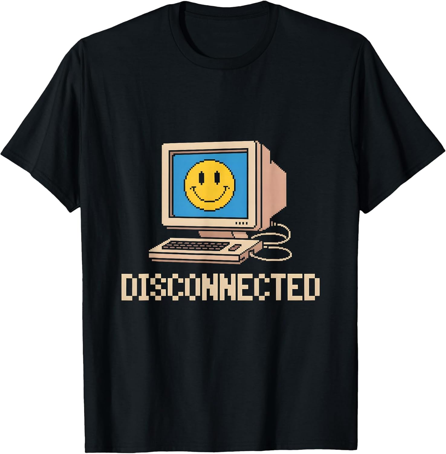 Disconnected Retro Computer Pixel Art 90s 8-Bit Aesthetic T-Shirt