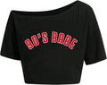 Womens Graphic Off Shoulder Crop Tops Asymmetrical Short Sleeve T Shirt Loose Casual Tee