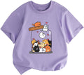 Cute Cat Shirts for Girls Kids Animal Print Graphic Tees Kawaii Cartoon T Shirt Crewneck Summer Short Sleeve Tops